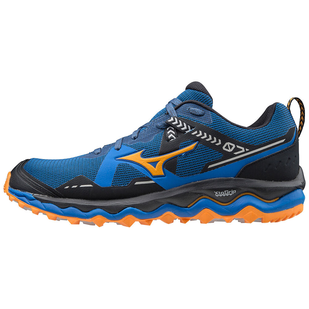 Mizuno Wave Mujin 7 - Erkek Trail Koşu Ayakkabısı - Mavi/Turuncu Türkiye (LSVYQP-574)